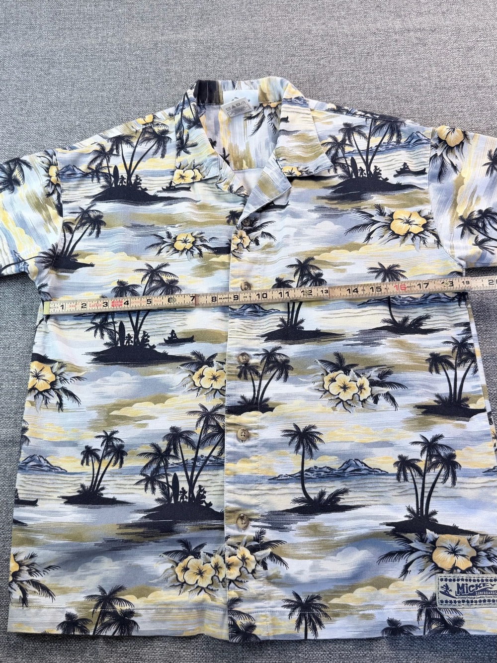 Boys Short-Sleeve Hawaiian Shirt - Light Blue & Yellow Tropical Print - Picture 10 of 14